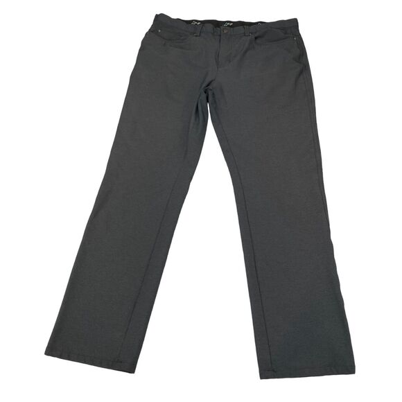 Greg Norman Shark Pants Mens 36x32 Black Solid Straight Leg Flat Front Stretch - Picture 1 of 16